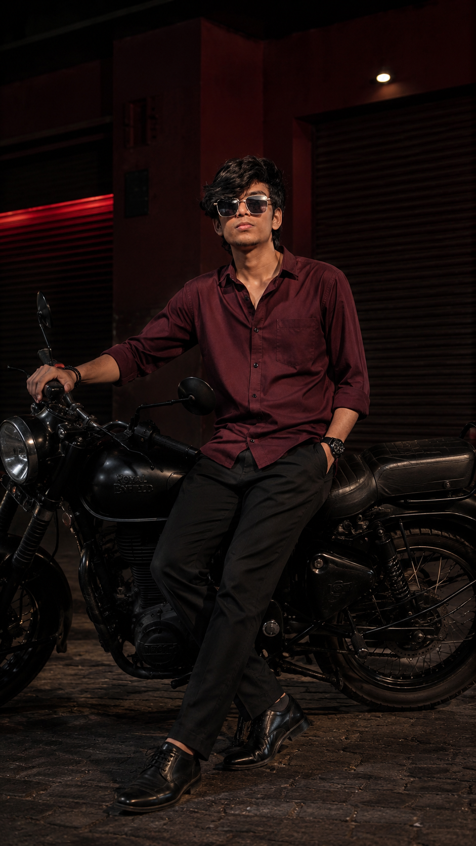 Royal Enfield Night Pose