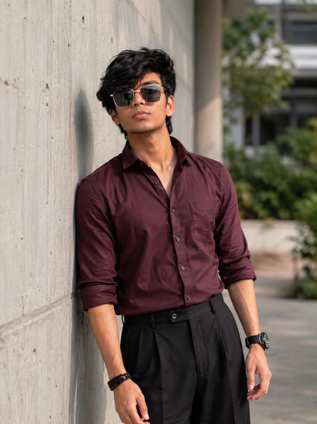 Maroon Shirt Street Style Portrait 🔥