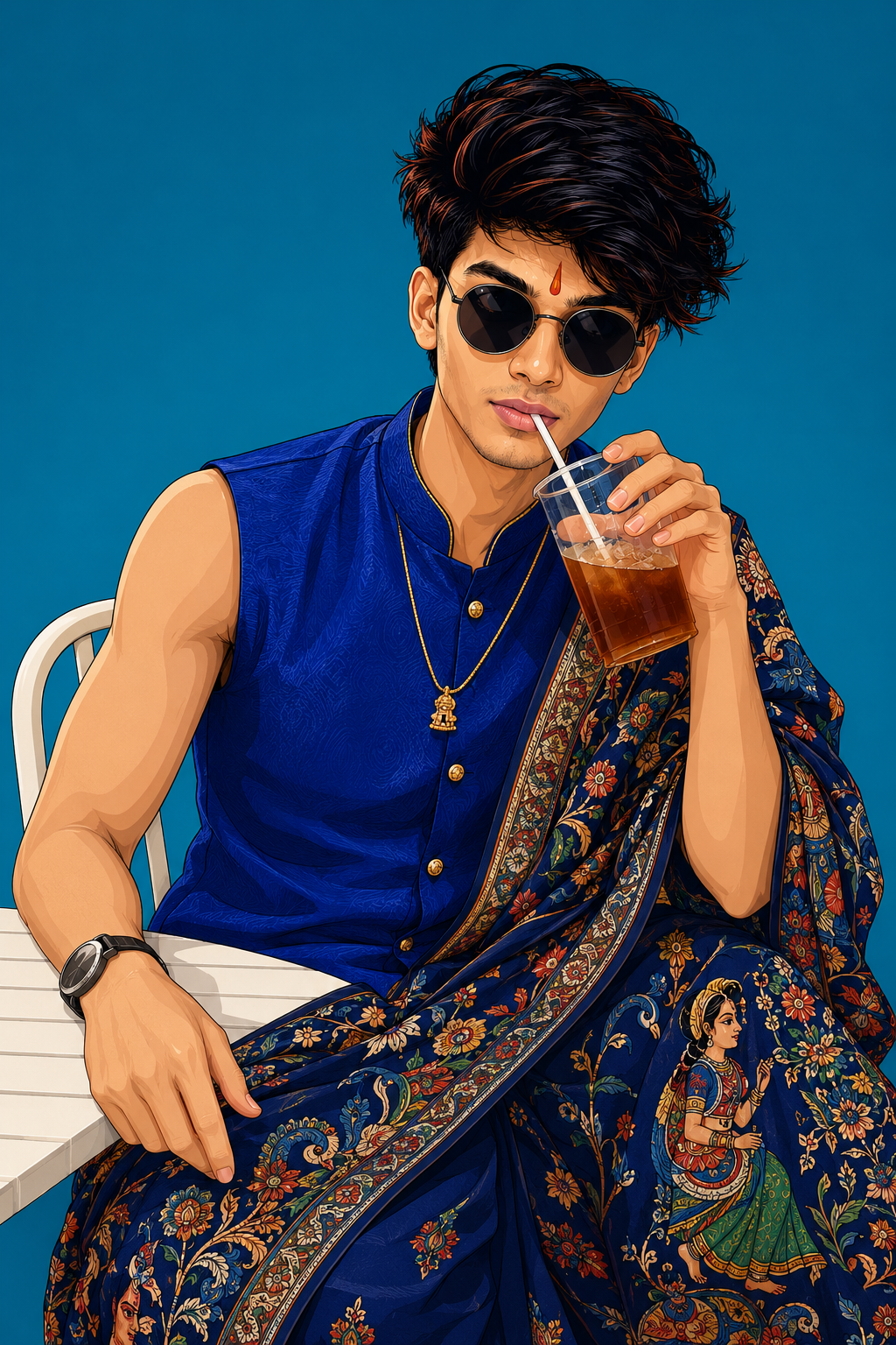 🔥 | Royal Blue Kurta Look | Trending AI Art #1